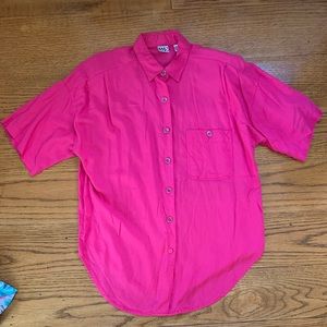 Vintage Magenta Button Up w/ Shoulder Pads